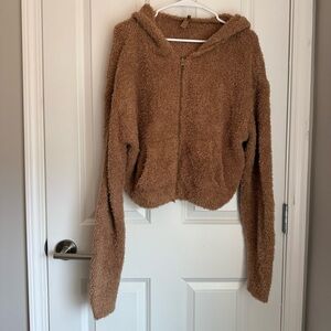 Skims Brown Teddy Zip-Up Hoodie. L/XL. Used, Great Condition.